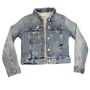 Madewell Light Blue Distressed Denim Utility Jacket